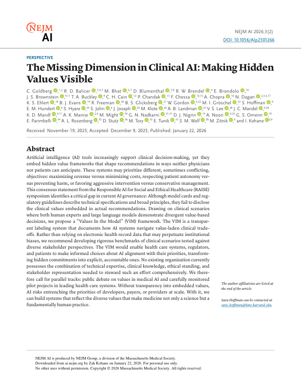 The Missing Dimension in Clinical AI: Making Hidden Values Visible