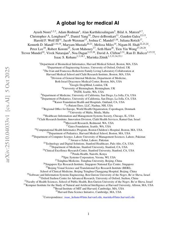 A Global Log for Medical AI
